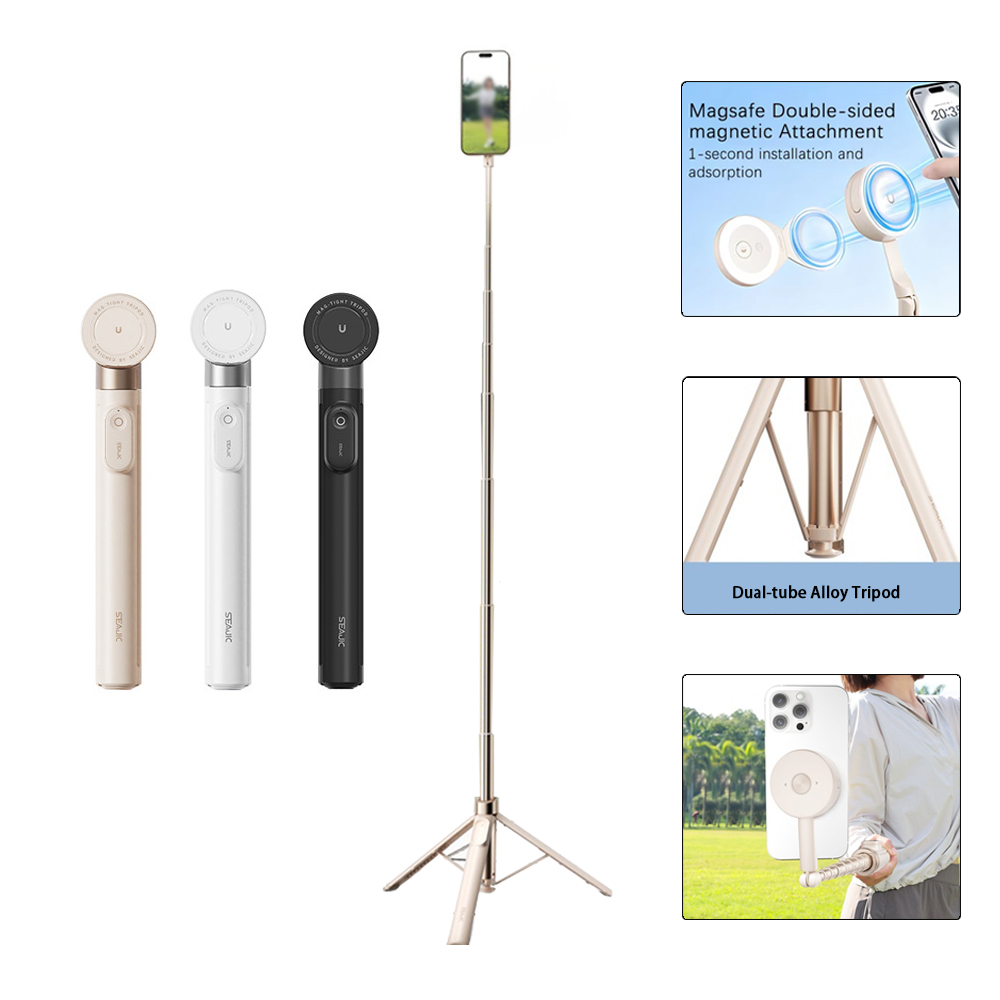 Photography Basics - รองรับการใช้งานกับไม้เซลฟี่แม่เหล็กสองด้าน MagSafe ความยาว 1.7 เมตร ขาตั้งกล้องอลูมิเนียมอัลลอยแบบป๊อปอัพอัตโนมัติ