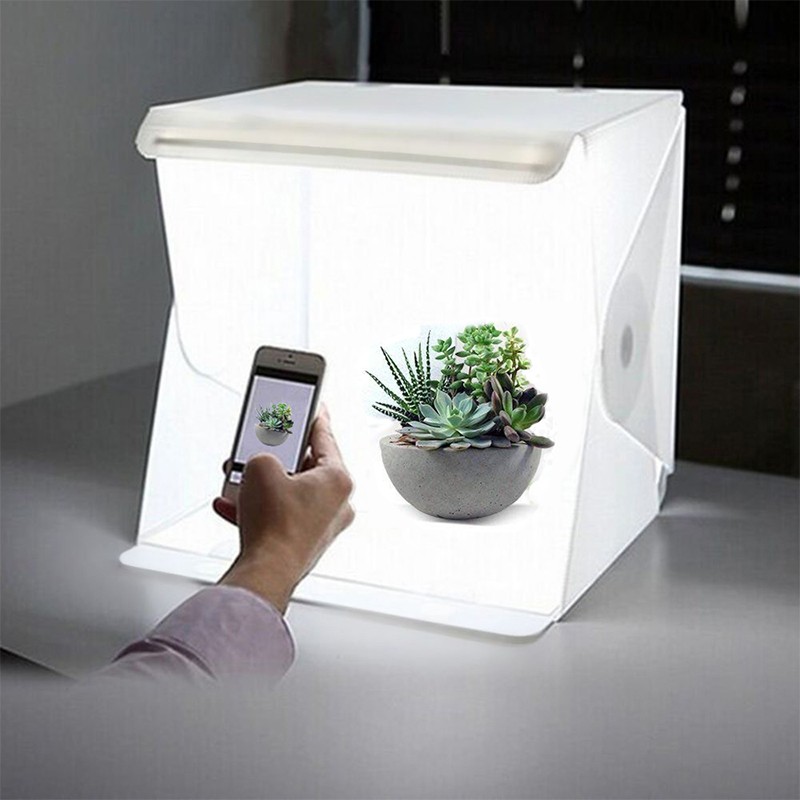 Photography Treatment - LED กล่องไฟถ่ายภาพสตูดิโอกล่องโต๊ะถ่ายภาพ Lightbox แบบพกพา Photobox 2พื้นหลัง