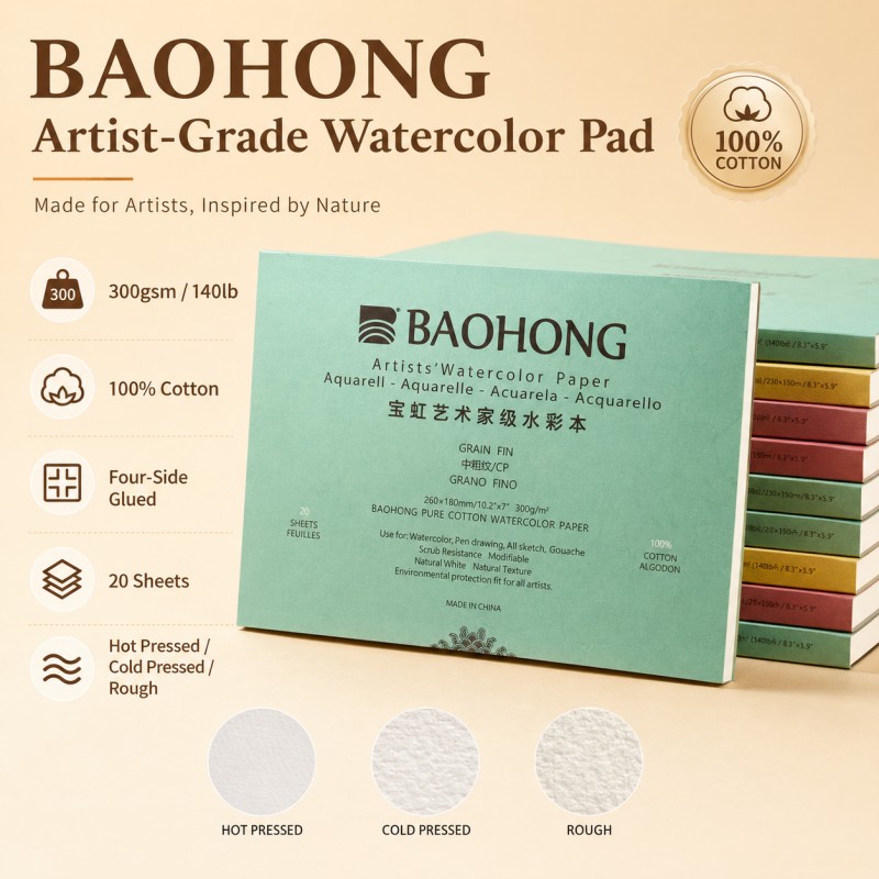 Photography Architecture - กระดาษวาดภาพสีน้ำเกรดศิลปิน BaoHong 300 แกรม 100% คอตตอน
