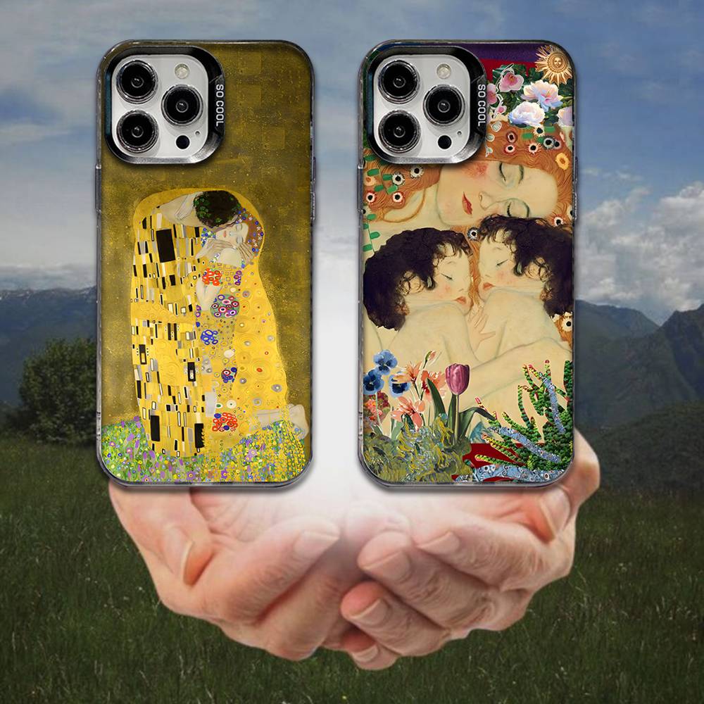 Photography Geometry - เคสโทรศัพท์ลายภาพวาดของกุสตาฟ คลิมท์ สำหรับ iPhone 17,16,15,14,13,12,11,8,7,Pro,Max,Plus,Mini,XS,SE ป้องกันการตก