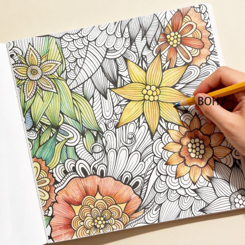 Photography Book - สมุดระบายสีภาพดอกไม้และนกแบบแมนดาลาสำหรับผู้ใหญ่, 24 หน้าสำหรับวาดภาพ, ช่วยผ่อนคลายอารมณ์สำหรับผู้ใหญ่, วาดด้วยมือ