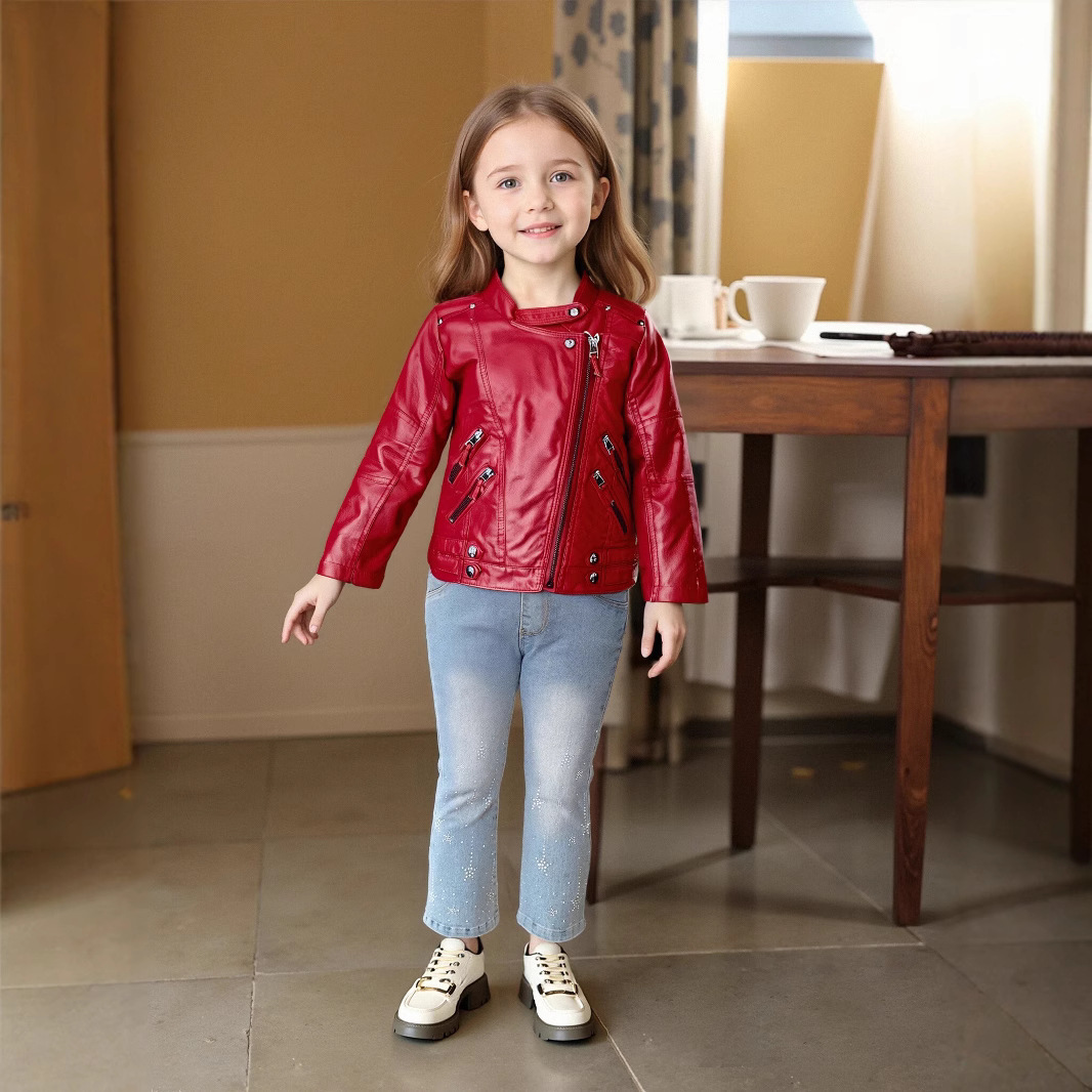 เสื้อแจ็คเก็ตหนัง PU สีชมพูแดง - Photography Design บทวิจารณ์และราคา