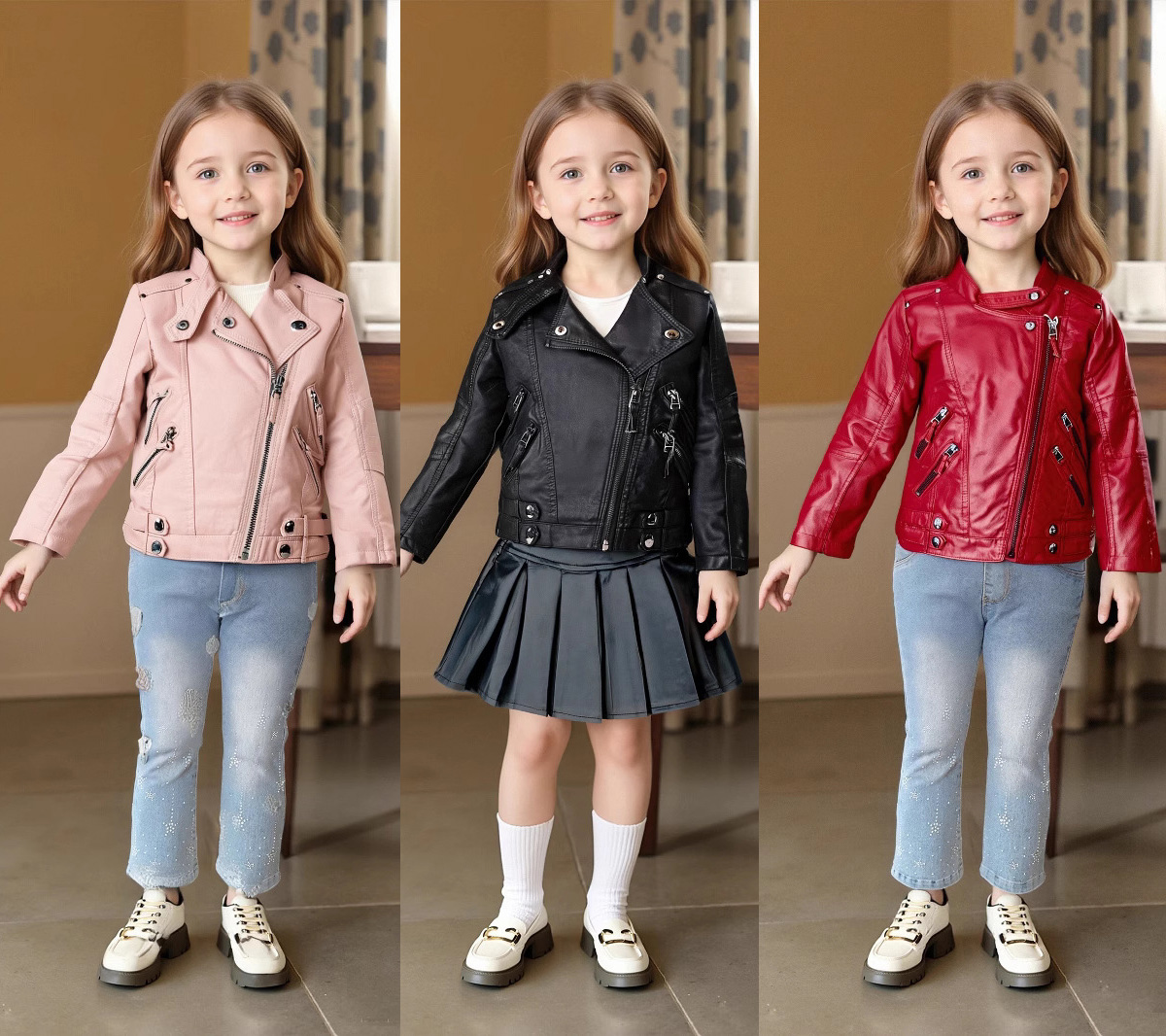 เสื้อแจ็คเก็ตหนัง PU สีชมพูแดง - Photography Design บทวิจารณ์และราคา