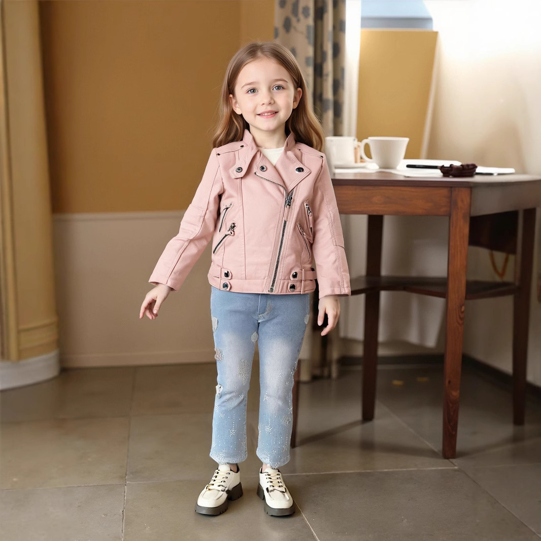 เสื้อแจ็คเก็ตหนัง PU สีชมพูแดง - Photography Design บทวิจารณ์และราคา