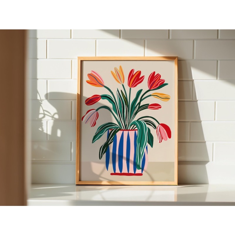 ภาพพิมพ์ดอกทิวลิปบนผ้าใบ 2 ชิ้ - Photography Design บทวิจารณ์และราคา