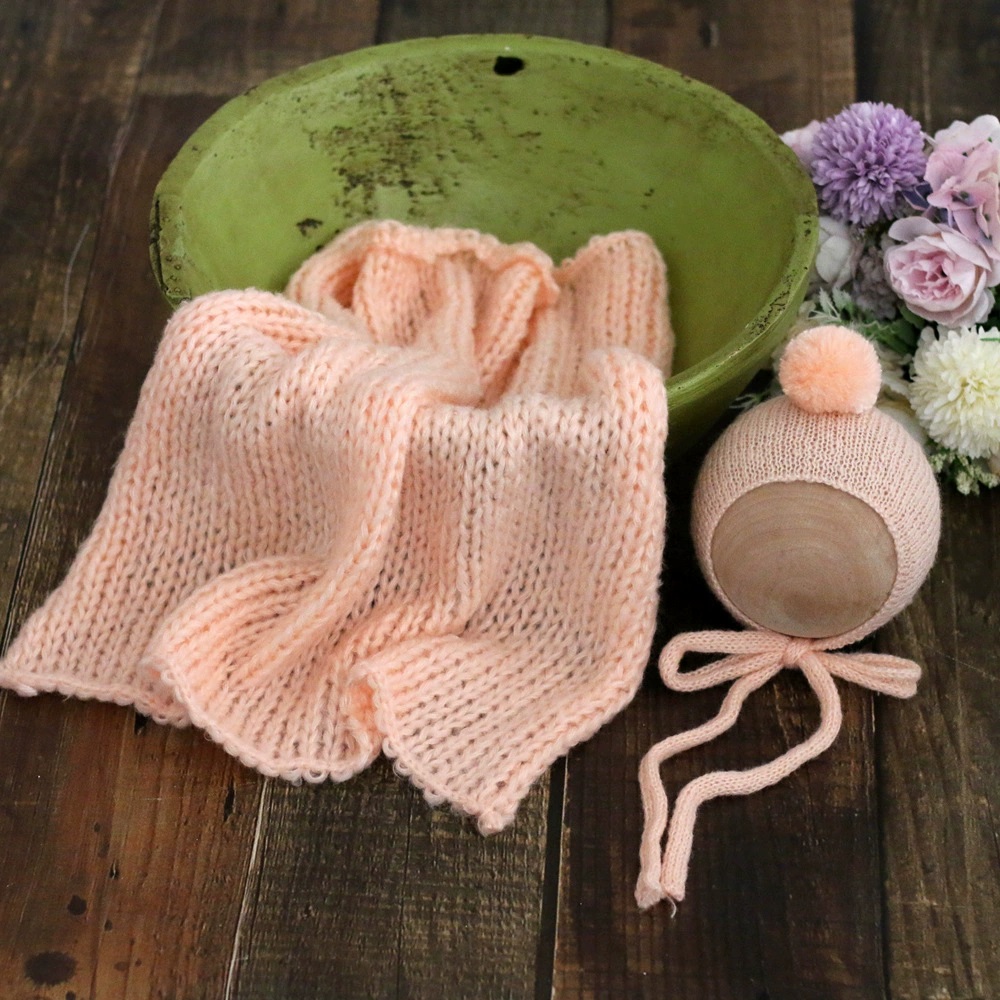 ผ้าห่มเด็กถักไหมมอแฮร์พร้อมหมว - Photography Newborn บทวิจารณ์และราคา